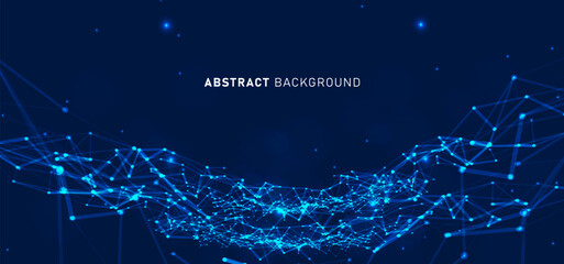 Digital technology speed connect blue green background, cyber nano information, abstract communication, innovation future tech data, internet network connection, Ai big data, line dot illustration 3d