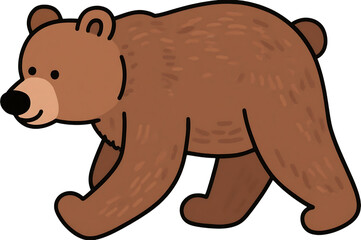 Obraz premium Cartoon brown bear walking