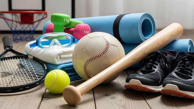 Sports Equipment and Fitness Gear Collection.