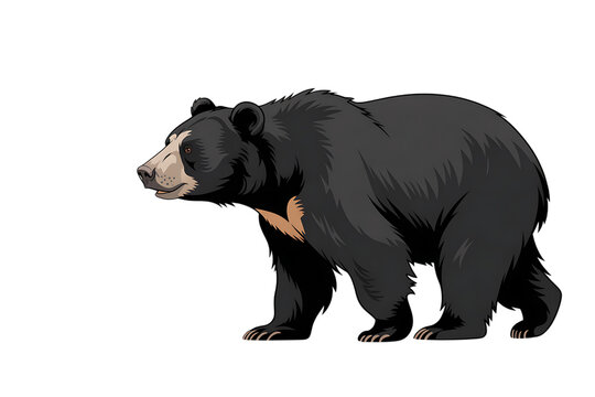 Illustration of a sloth bear walking