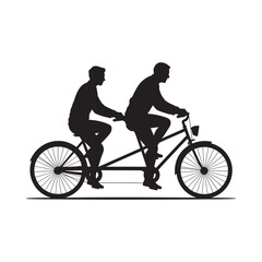 Obraz premium silhouette of two men riding a tandem bicycle