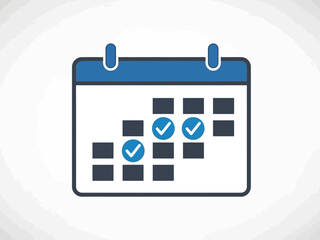 Calendar icon with checkmarks on a for planning and organization
