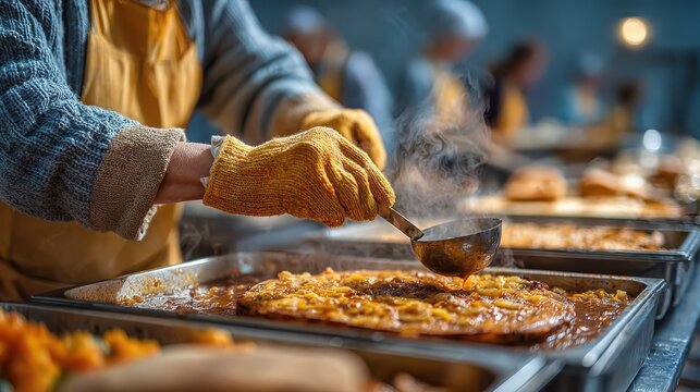 Steaming Hot Food Preparation in a Community Kitchen Environment