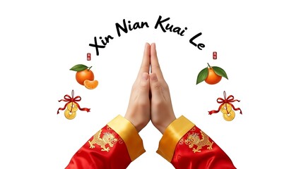 An elegant Chinese greeting symbol on an isolated white background, showcasing the character Fu meaning blessing in bold red calligraphy with gold borders and ornate decorative patterns,gong xi fa cai