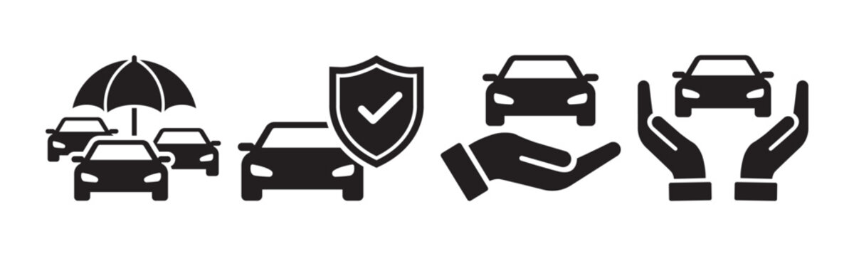 Automobile Car Insurance and Protection Shield with Hands Icon vector 