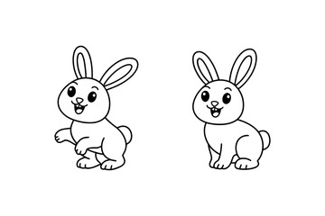 Fototapeta premium A minimalist line art illustration of two cute rabbits