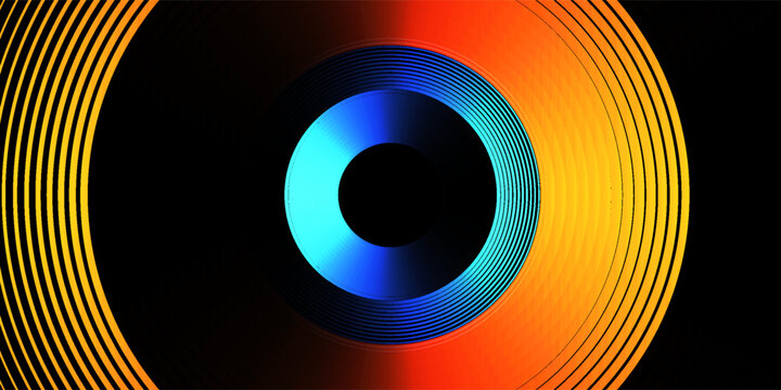 Abstract blue and yellow circle lights with motion effect