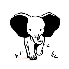 Fototapeta premium African Elephant. African Elephant simple black and white line art vector logo