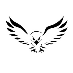 Obraz premium Harpy Eagle. Harpy Eagle simple black and white line art vector logo