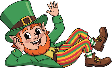 Cute Leprechaun Cartoon Character Wearing Green Outfit St Patrick&rsquo;s Day Lucky Mascot Vector Illustration