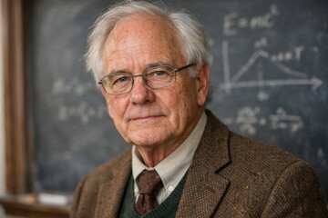 Mature man enjoying job. Teacher going to continue embracing new roles and responsibilities. Senior man teacher at chalkboard. Back to school.