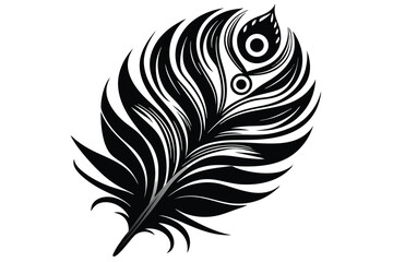 Obraz premium a exotic peacock feather line art silhouette vector illustration