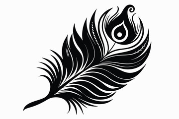 Obraz premium a exotic peacock feather line art silhouette vector illustration