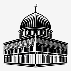 Obraz premium -palestine-al-aksa-mosque-black-silhouette-with-wh (2).eps