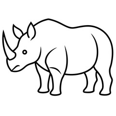 Fototapeta premium Rhinoceros outline vector illustration 