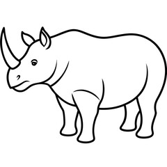 Obraz premium Rhinoceros outline vector illustration 