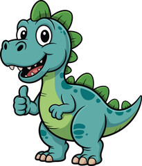 Fototapeta premium Cartoon dinosaur giving thumbs up on white background