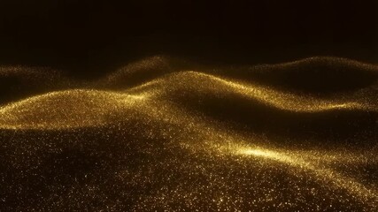 Golden shimmering waves of light on a dark background. Represents luxury, elegance, and celebration in visual storytelling