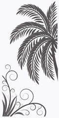 Fototapeta premium Stylized tropical palm tree and elegant floral design, vector