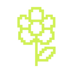 Obraz premium PNG Pixelated neon green flower illustration.