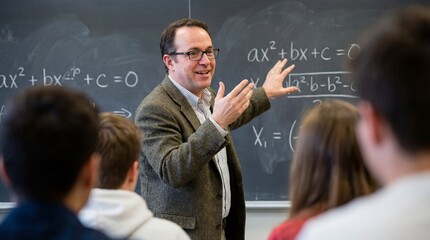 Teacher explaining math concepts to students in classroom