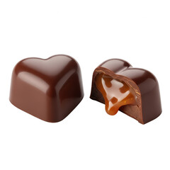 Obraz premium Delightful heart-shaped chocolate treats isolated on transparent background