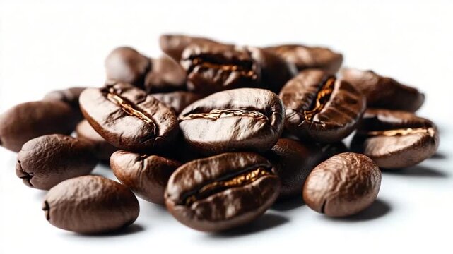 Aromatic Roasted Coffee Beans: A close-up shot of a pile of roasted coffee beans showcasing their rich color, texture, and the promise of a delightful, invigorating experience.
