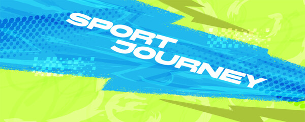 Naklejka premium Blue and Green Sport Game Background with Dynamic Brush Shapes and Halftone Patterns. For Banner or Poster Design