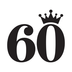 Sixty years old birthday celebration crown icon