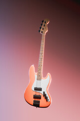 Obraz premium Retro inspired 3d Illustration of electric guitar on gradial background.