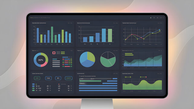 Modern computer monitor displaying business analytics dashboard