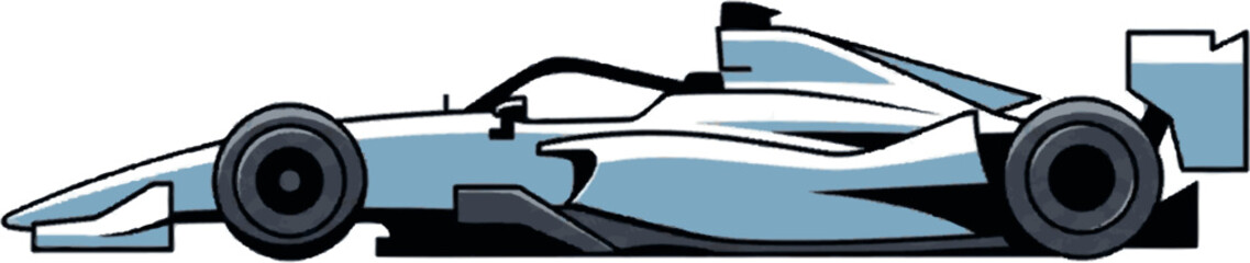 Sleek Side View of a Modern Open-Wheel Race Car Design, Captured as a Dynamic Illustration for High-Speed Competition and Motorsport Enthusiasts © Hasnil