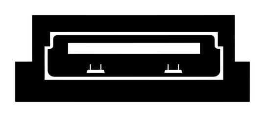 USB Type A Port - Black Silhouette Vector