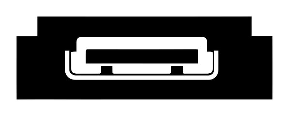 USB Type A Port - Black Silhouette Vector