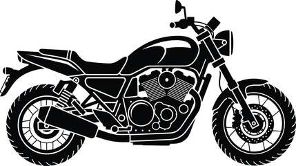 Naklejka premium A black and white illustration of a motorcycle on a plain background