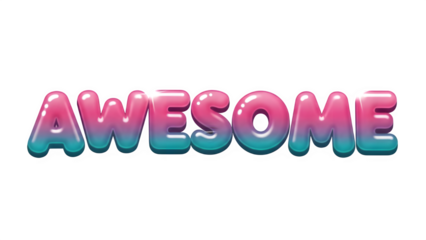Awesome text in pink and blue gradient isolated on transparent background