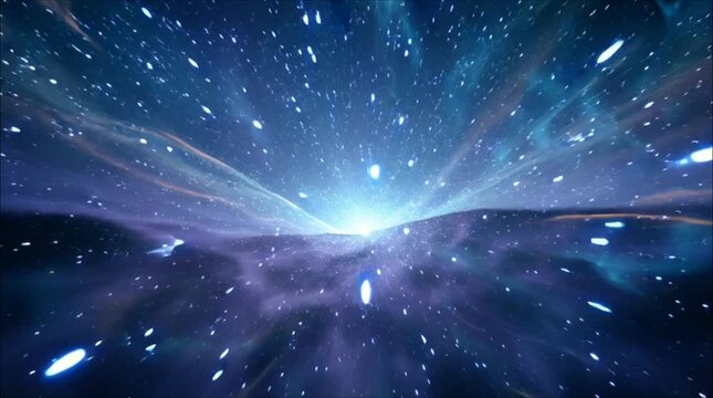 Dynamic Cosmic Journey Through a Vibrant Starfield Nebula An Abstract Blurred View of Interstellar Travel and Galactic Exploration