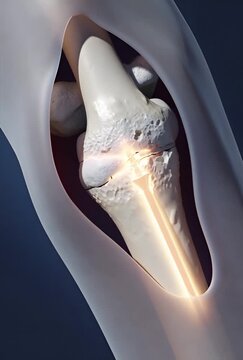Bone fracture repair cracked bone stabilizing internal fixation glow orthopedic CGI