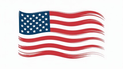 Vibrant American flag waving with dynamic brush strokes