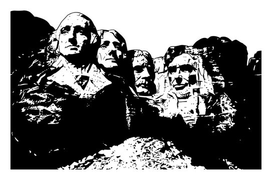 Mount Rushmore Silhouette - Minimalist Vector Illustration