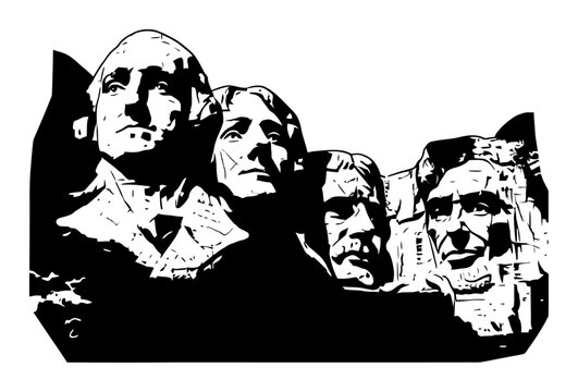Mount Rushmore Silhouette - Minimalist Vector Illustration