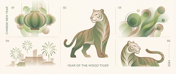 Celebrating the Wood Tiger in an artistic tribute for the Chinese New Year festivities and symbolism of 2024