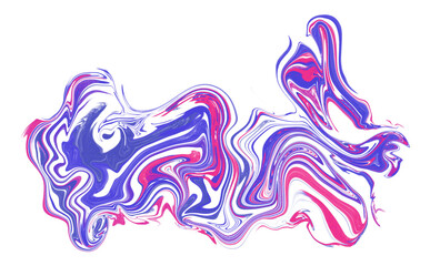 Abstract colorful liquid swirl on white background, flowing fluid paint shapes in blue, pink and purple, dynamic abstract motion, modern art concept, isolated design
