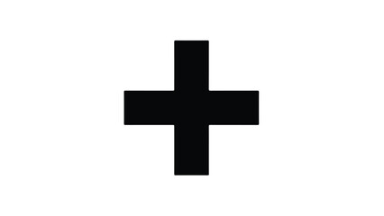 Fototapeta premium Simple black cross symbol on white background, medical healthcare icon, plus sign, vector graphic element for design and illustration