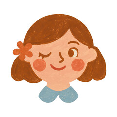 PNG Cute winking girl illustration