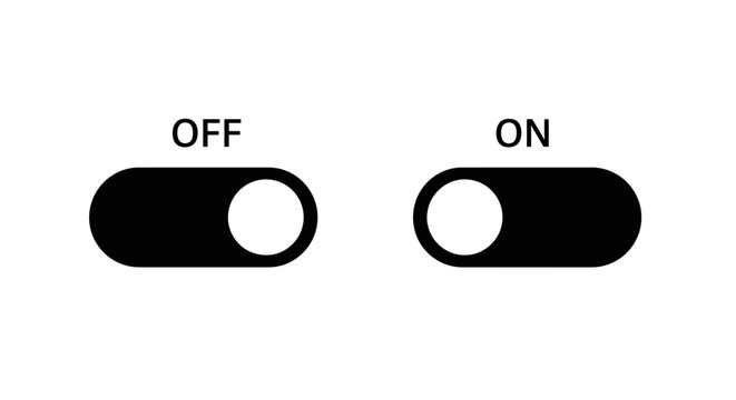 A simple illustration of on and off toggle switches on a white background