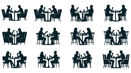 silhouette of people sitting at tables