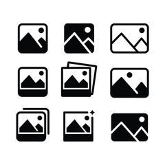 Photo or Image Symbols Icon Set Vector Design.