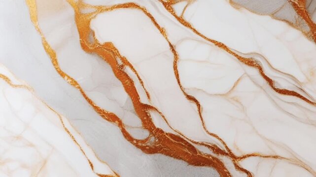 Luxurious and elegant abstract marble. The flowing pattern creates a harmonious blend between the creamy white background and the sparkling metallic gold veining accents.