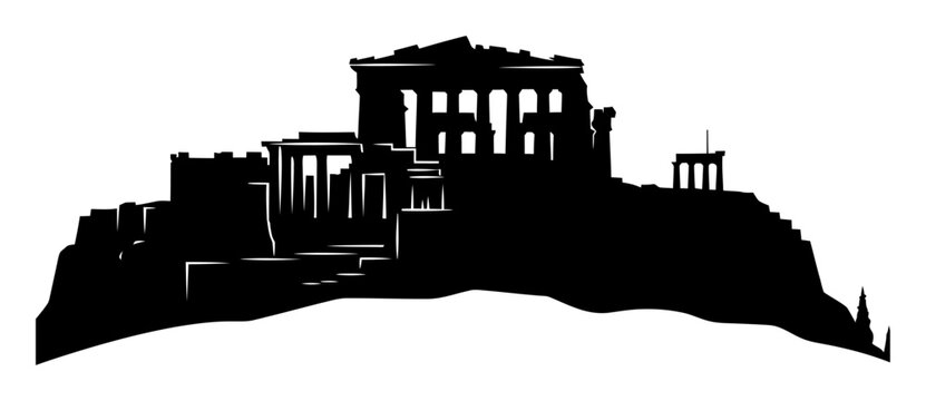 Acropolis Parthenon Silhouette - Minimalist Vector